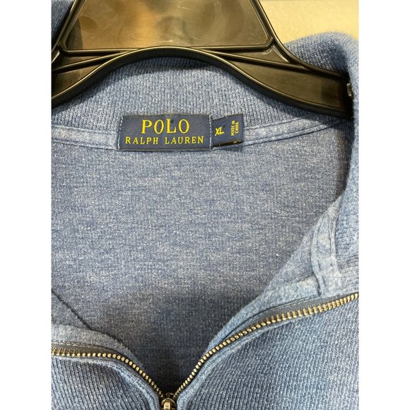 Men's Polo Ralph Lauren XL 1/4 Zip Sweater Knit L/S Blue Solid 100% Cotton 23 - Picture 7 of 8